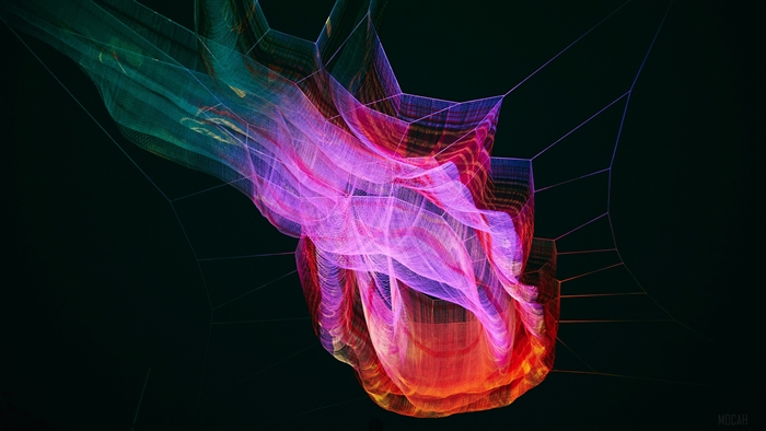 Multicolored abstract mesh sculpture