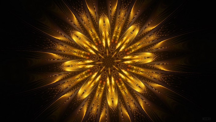 Golden fractal ornament patterns 4K