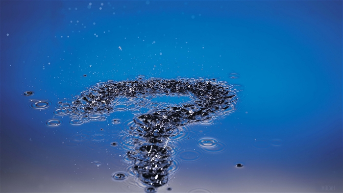 Question mark made of water drops on blue background 4K