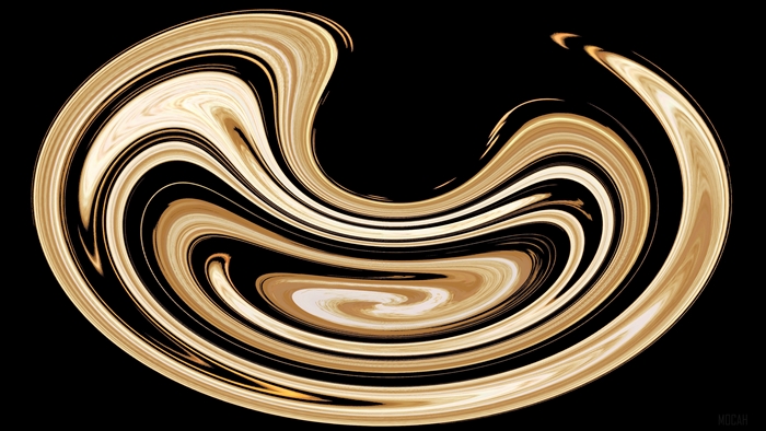 Abstract gold swirls on black background 4K