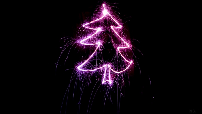 Christmas Tree Sparkler Light Painting 4K