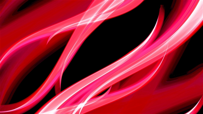Red and pink glowing waves on black background 4K