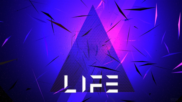 Abstract Triangle with LIFE Typography 4K