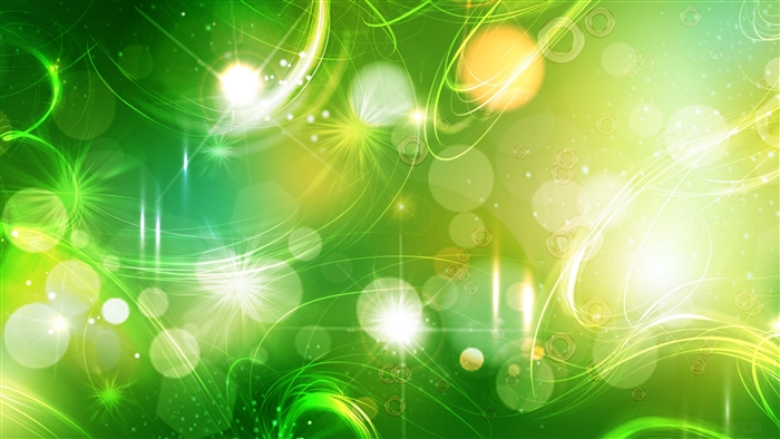 Green abstract background with light effects and circles 4K