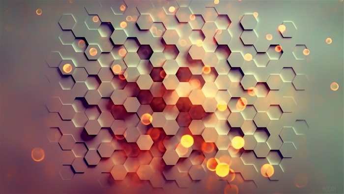 Hexagon pattern with bokeh lights 4K