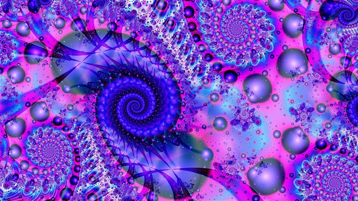 Bright Fractal Spirals and Bubbles 4K