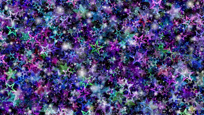 Colorful stars with glare and glitter 4K