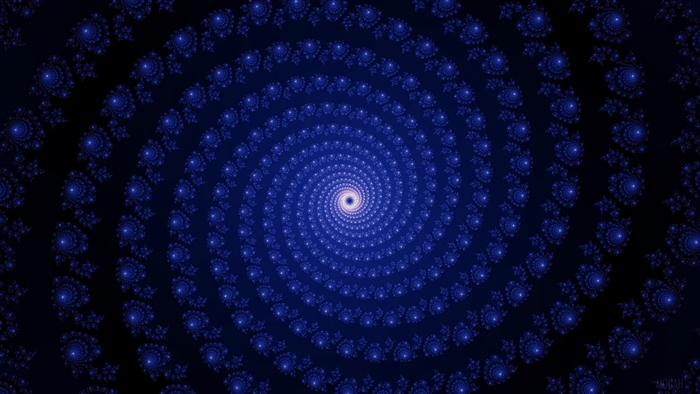 Fractal spiral with dark blue and black background 4K