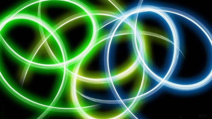 Glowing Green and Blue Intersecting Circles 4K