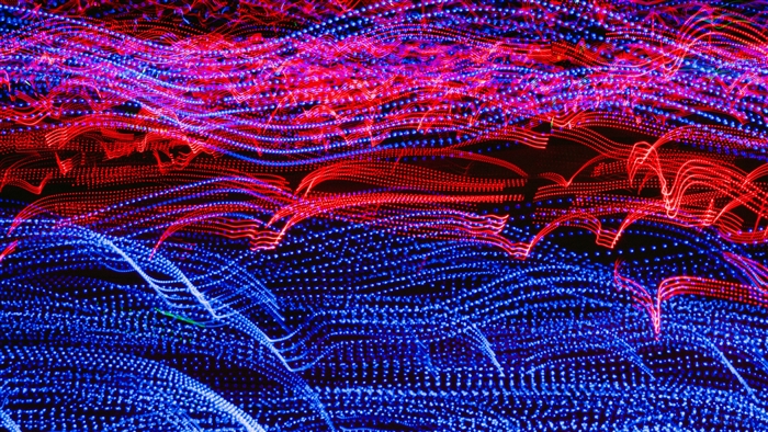Red and Blue Wavy Light Streaks