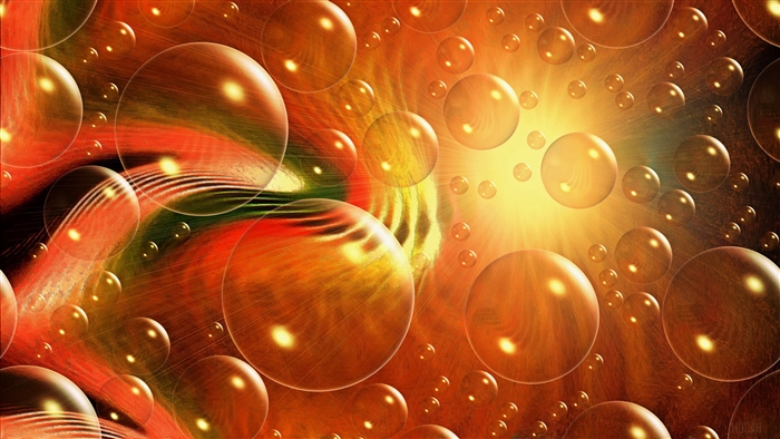 Abstract orange bubbles with light rays 4K