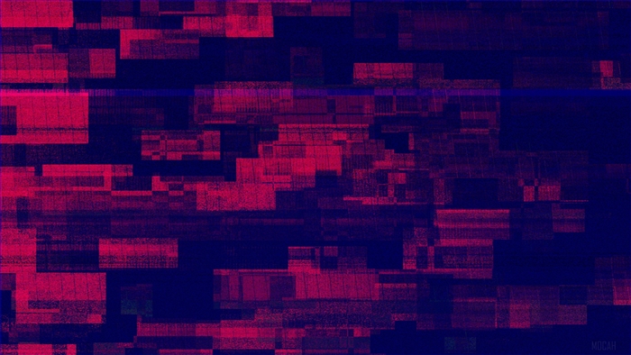 Glitch art with red and blue pixels