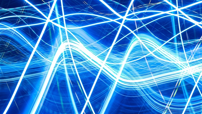 Abstract blue neon wavy lines 4K