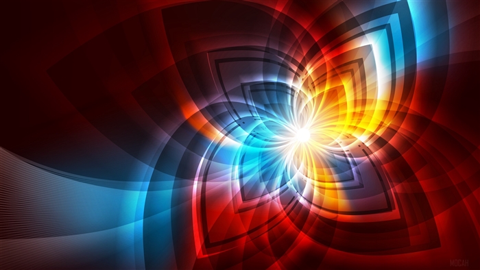 Abstract fractal flower with glowing lines 4K