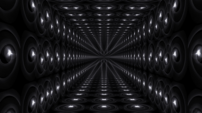Abstract perspective tunnel with circular lights 4K