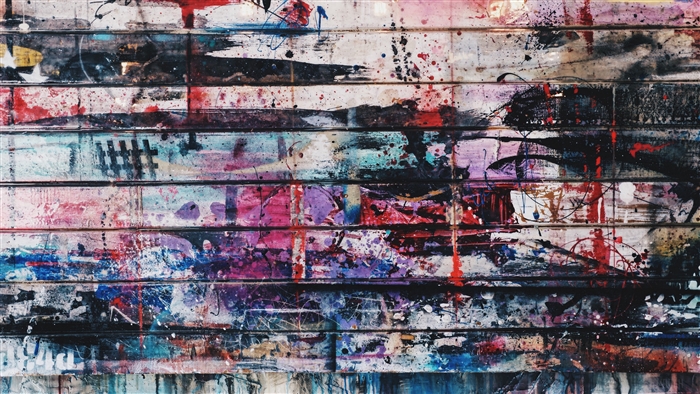 Abstract paint splatters on wooden texture 4K