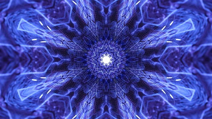 Blue and purple fractal geometric pattern 4K
