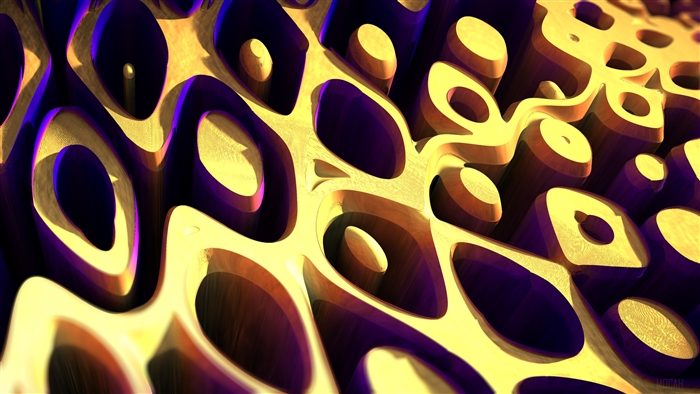 Abstract golden and purple wavy surface