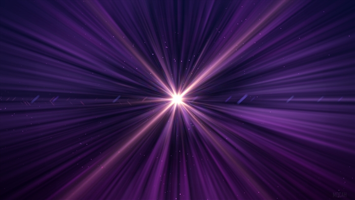 Purple light rays with glowing star and sparkles 4K