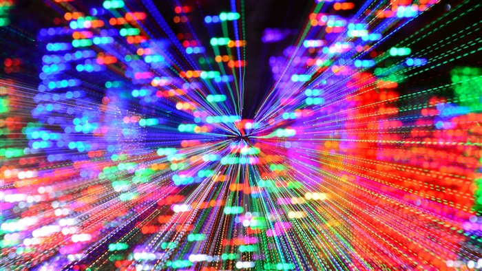 Abstract light art with bokeh and neon colors