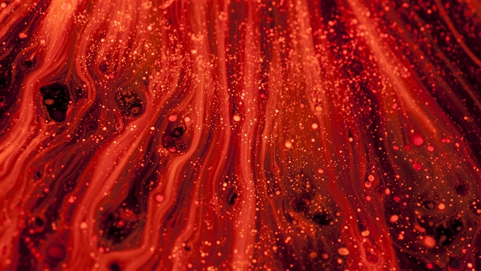 Abstract red liquid with bright sequins 4K