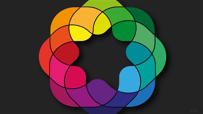 Colorful abstract shapes on black background 4K