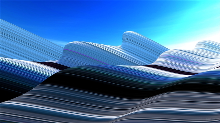 Abstract Blue and White Wavy Lines 4K