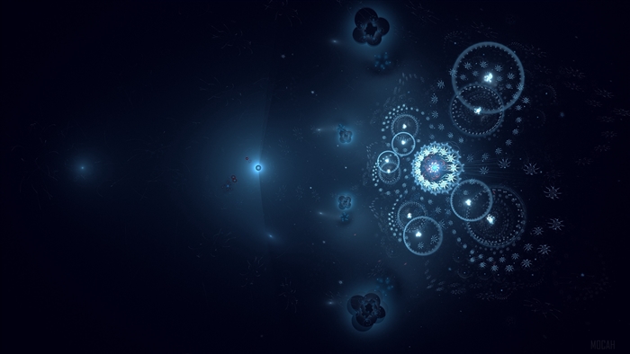 Dark Blue Fractal Circles and Patterns 4K