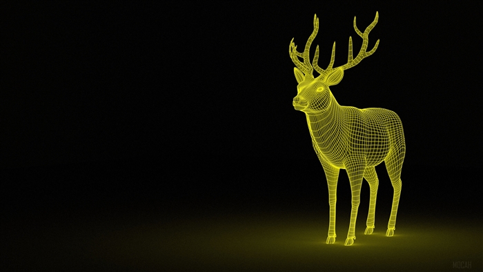 Glowing Yellow Wireframe Deer 4K