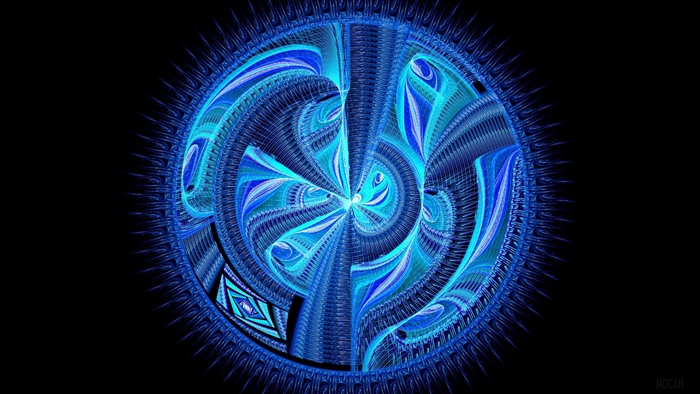 Blue fractal pattern circle 4K