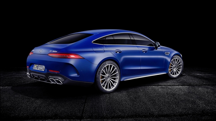 Blue Mercedes AMG GT 63 4MATIC 4 Door Coupe 2018 4K