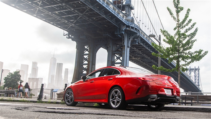 Red 2019 Mercedes Benz CLS 450 AMG Line 4K