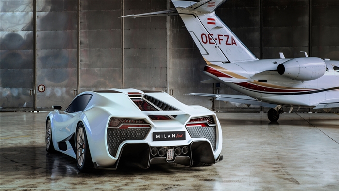 Milan Red 2018 Rear View with Airplane