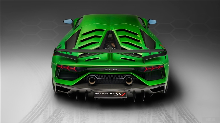 Green Lamborghini Aventador SVJ Rear 4K