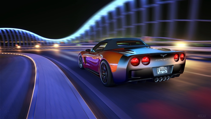 Chevrolet Corvette Convertible in Dubai at Night 4K