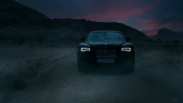Rolls Royce Wraith Black Badge in desert at dusk