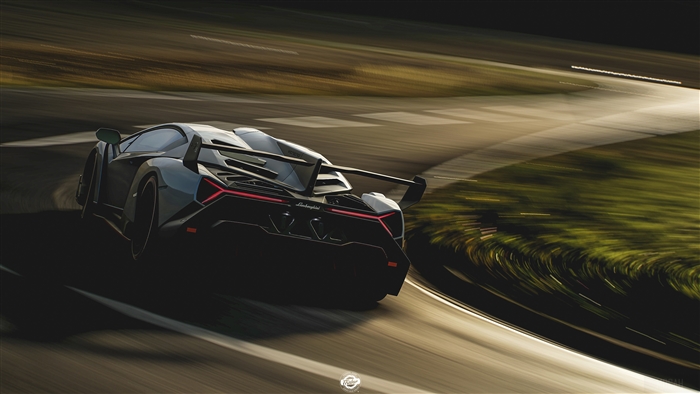 Lamborghini Veneno driving on a road