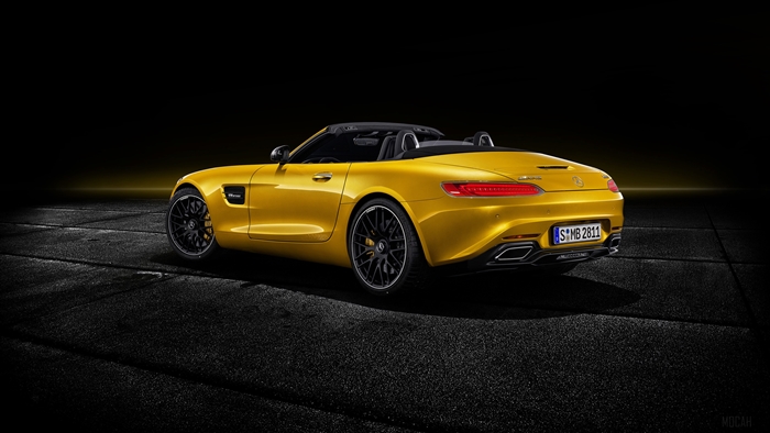 Yellow Mercedes AMG GT S Roadster 2018 4K