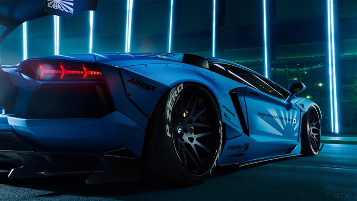 Blue Lamborghini Aventador LB Performance 4K