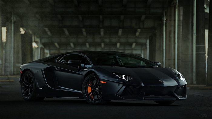Matte Black Lamborghini Aventador LP700 4K