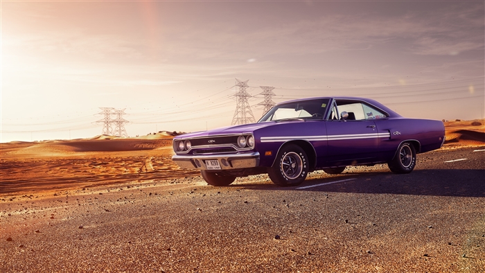1970 Plymouth GTX in desert landscape