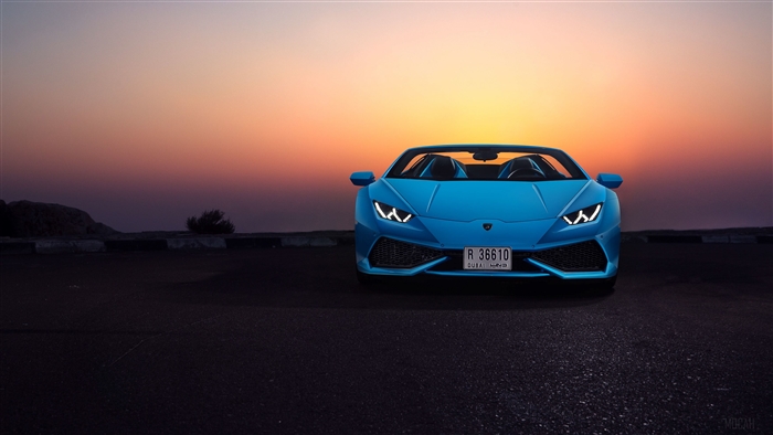 Blue Lamborghini Huracan LP 610-4 Spyder 2018 4K