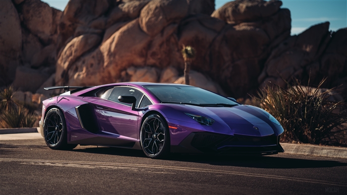 Purple Lamborghini Aventador LP 750 SV 4K