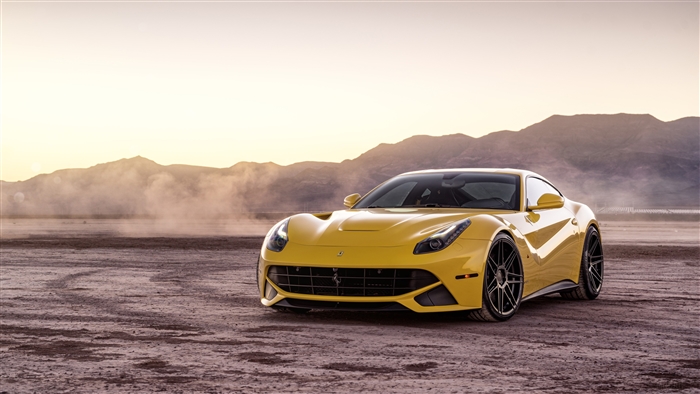 Yellow Ferrari F12 4K