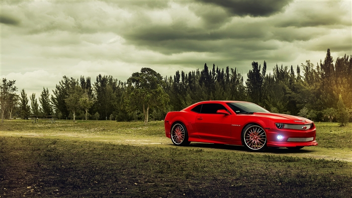 Red Chevrolet Camaro