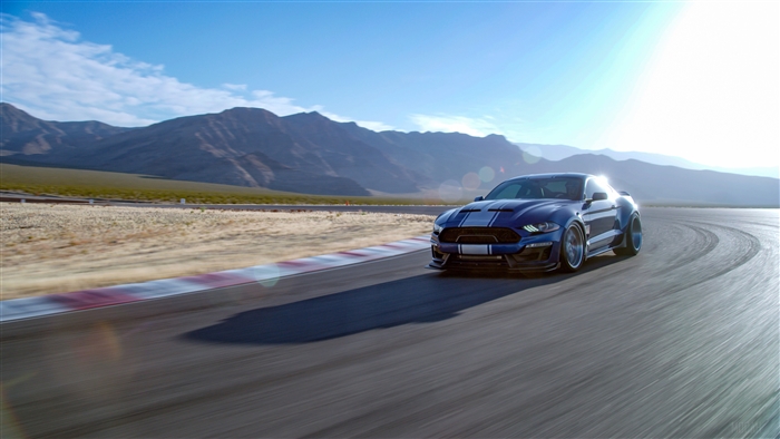 Blue 2019 Ford Mustang Shelby GT350 4K on a Racetrack