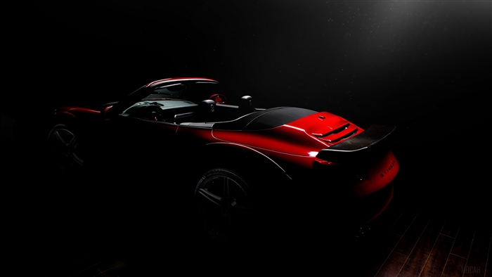 Red Porsche Convertible on Dark Background 4K