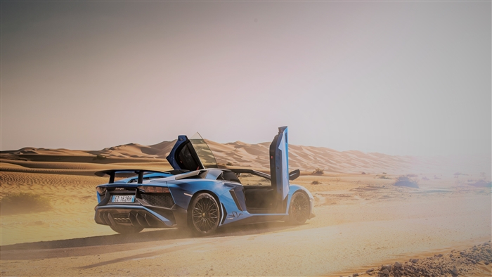 Lamborghini Aventador SV in desert 4K