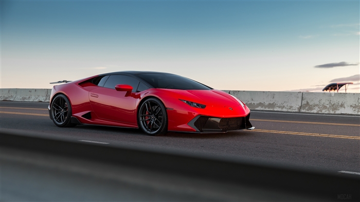Red Lamborghini Huracan on a Road