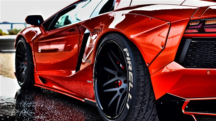 Red Lamborghini Aventador Rear